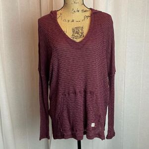 Womens billabong burgundy distressed beach bliss hoodie fall lightweight grunge